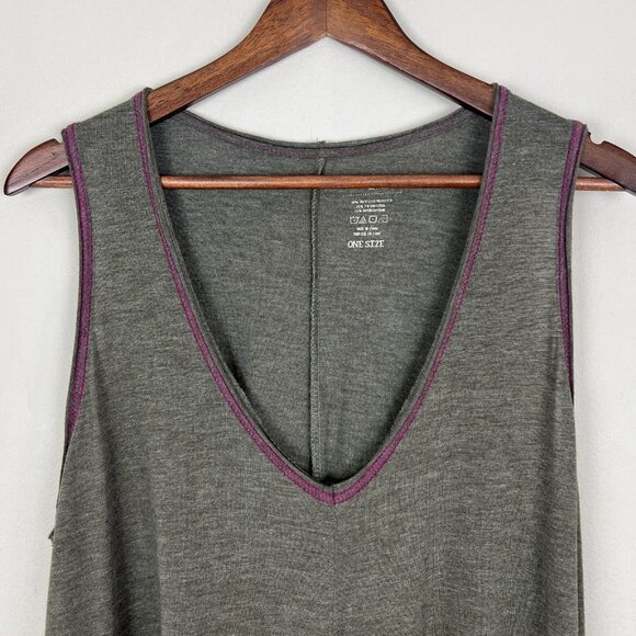 Natural Life jumpsuit Womens One Size Gray Green Wide Leg V-neck Pockets Comfy - Picture 14 of 15